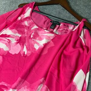 INC International Concepts Womens Cold Shoulder Blouse 3X Pink Floral Print Flow